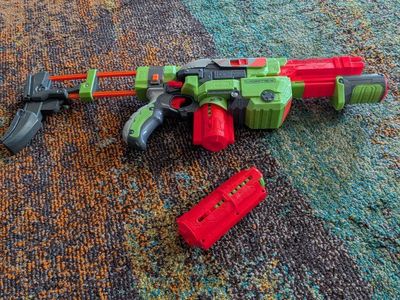 NERF Vortex Blaster (Red/Green) - Fully Functional Toy Dart Blaster