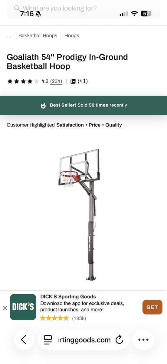 Goaliath 54" In-ground Basketball Hoop