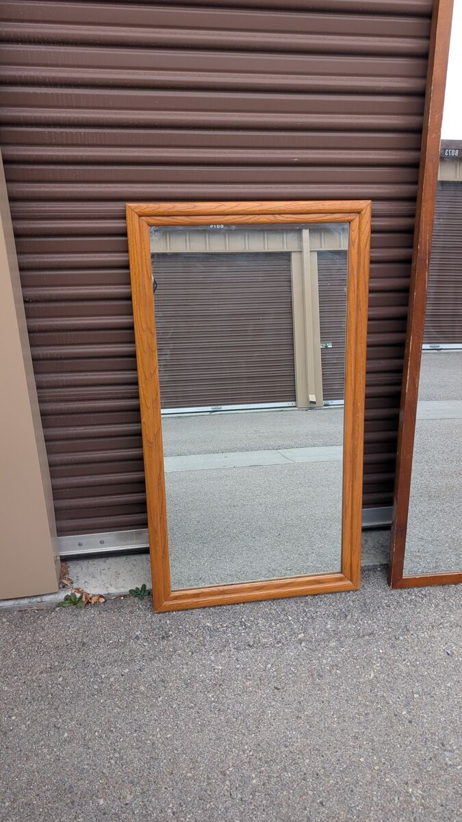 Large Antique Solid Oak Mirror For Sale in SLC
