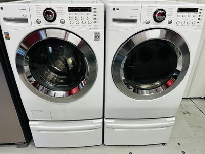 Lg Steam Electric Front Load Set With Pedestals
