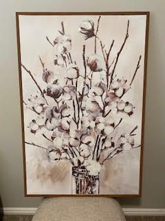 Framed Cotton Blossoms I Light Embellished Canvas Wall Art, 24x36