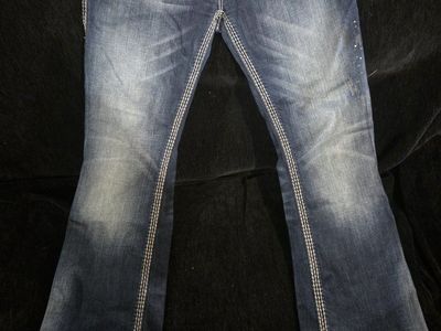 Rock Revival Kai Bootcut Denim Jeans Size 32 Flap Pocket Distressed