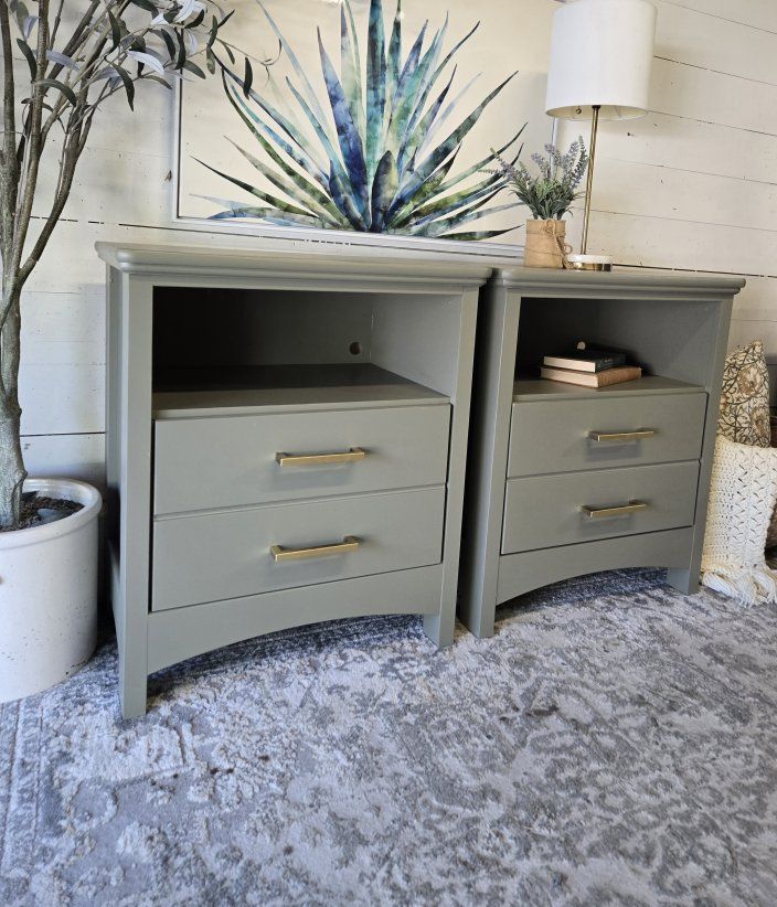 Set Of Green Nightstands