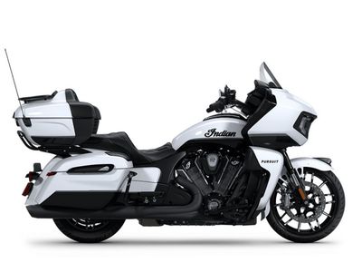 2025 Indian Motorcycle® Pursuit® Dark Horse® 112 w/PowerBand Audio Ghost White Metallic Crystal wit
