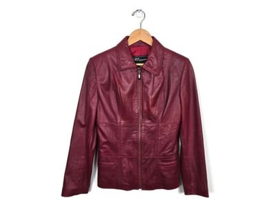 Vintage Oxblood Red Full Zip Fitted Leather Jacket RT International Medium