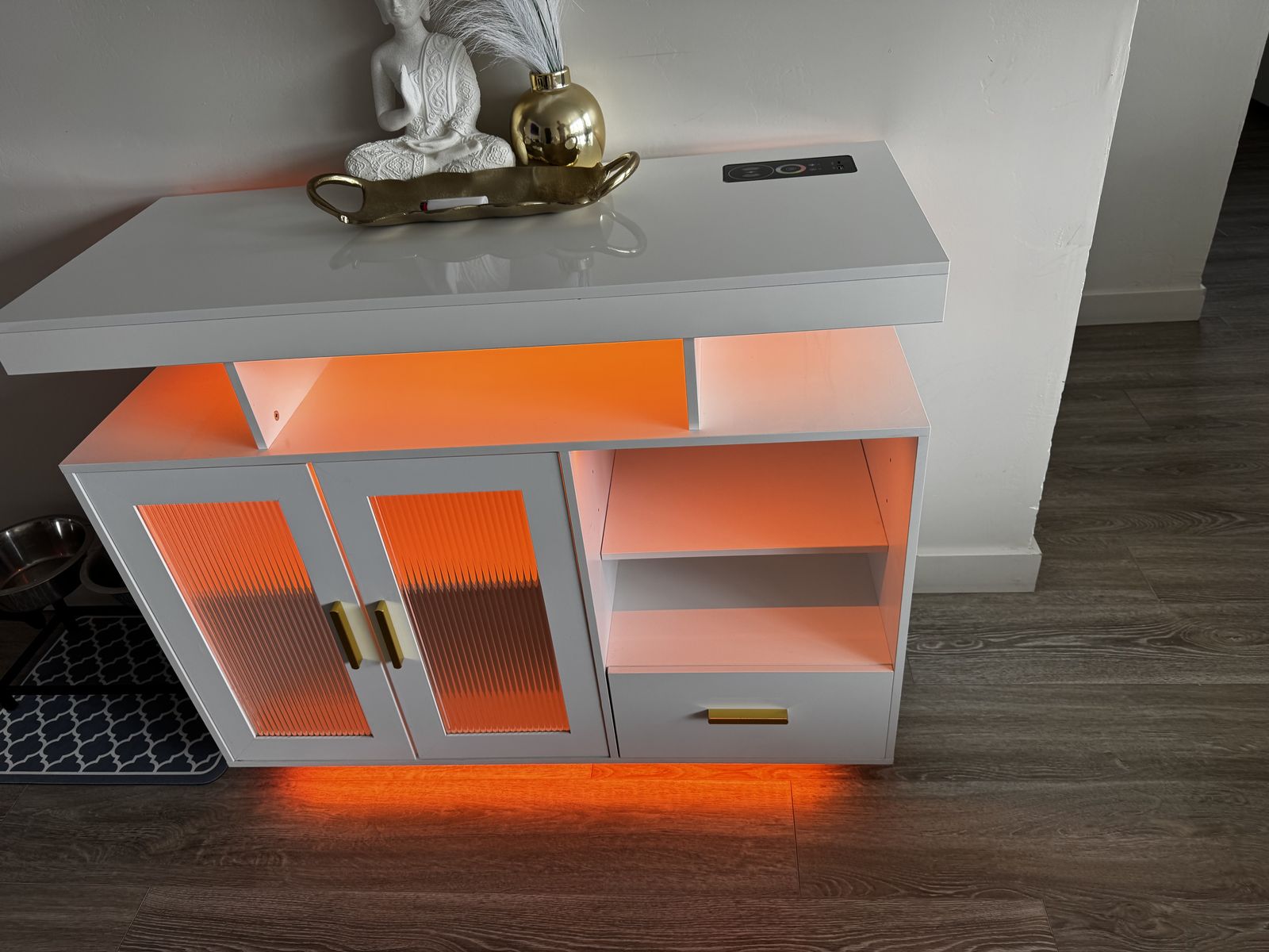 White End Table Side Table+LED