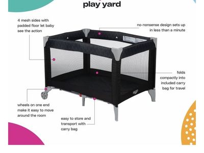 Cosco Kids FunSport Play Yard - Portable Baby Playpen in Noir Dot - New