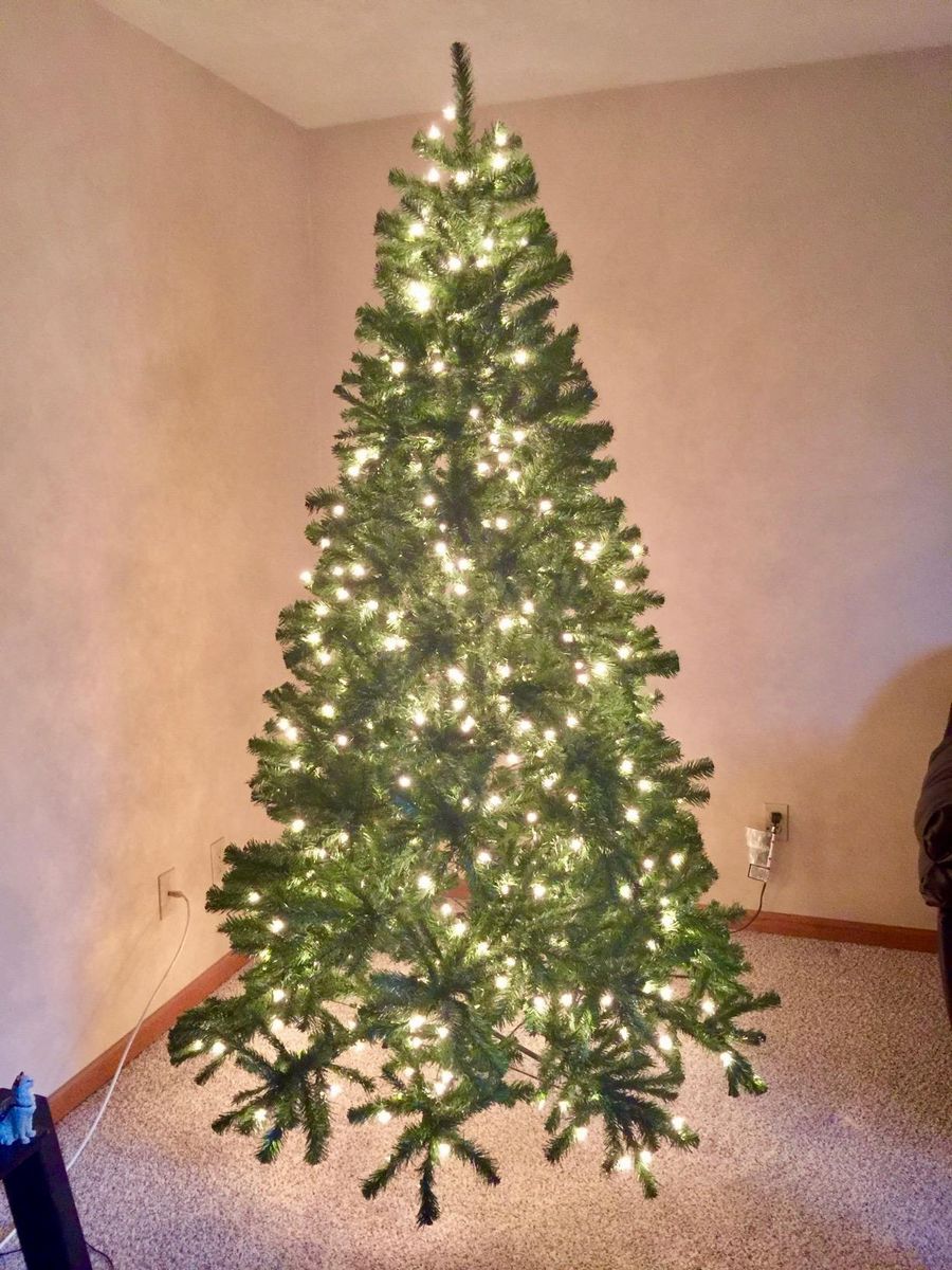 7' North Valley Spruce Full Pre-Lit Artificial Green Christmas Tree