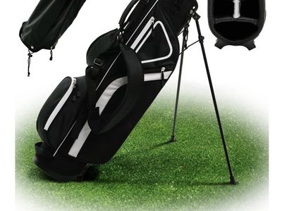 Ultralight Golf Stand Bag - Black & White, 3 Way Divider, Auto Stand - New