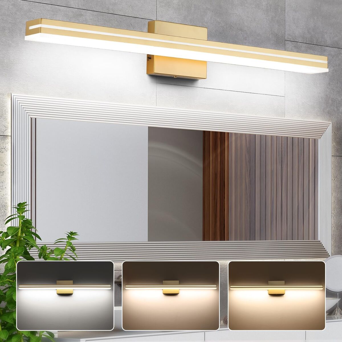 32" Gold Modern Acrylic Vanity Light Bathroom Wall Lighting Fixtures Over Mirror