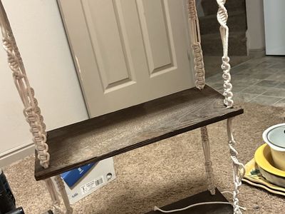 Macrame Hanging Shelf 3-Tier Wood Bohemian Wall Decor Floating Storage Display