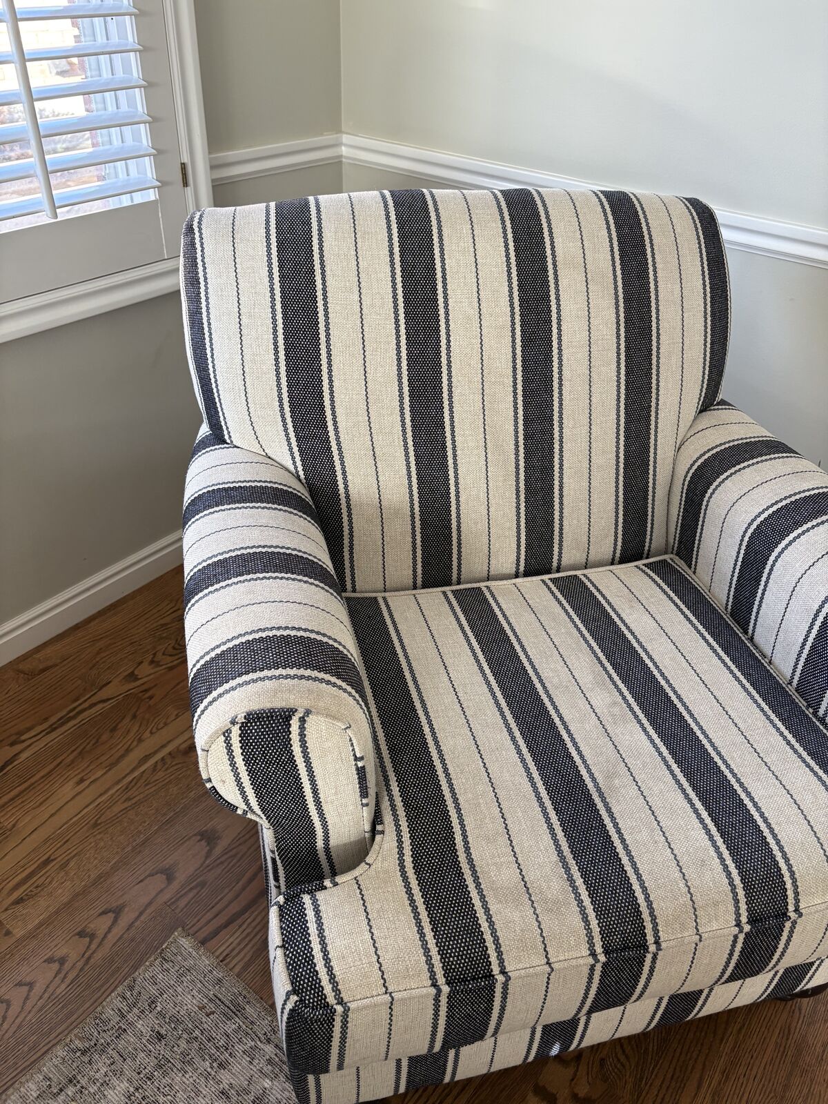 Blue And White Striped Armchair