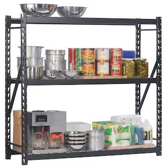 Muscle Rack 77"W x 24"D x 72"H 3-Tier Steel Welded Storage Rack, 4,500 lb. Total Capacity; Black