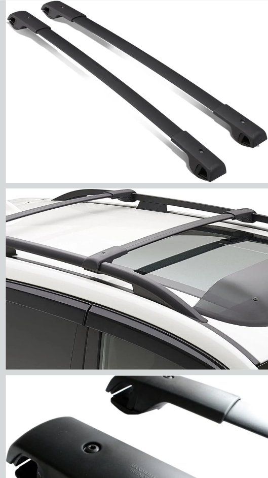 Black Car Roof Rack Cross Bars with Mounting Hardware, Adjustable, 2-Piece Set