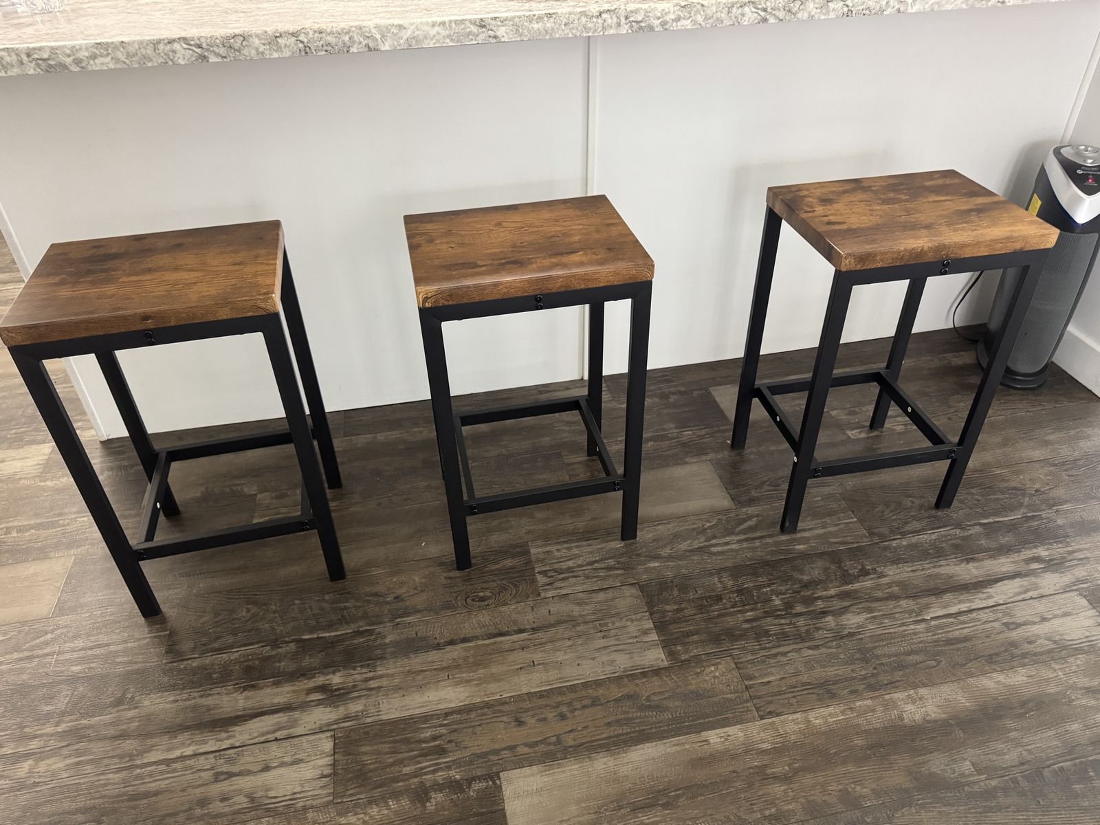 Set of 3 Rustic Brown Bar Stools!