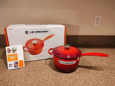 Brand New Le Creuset Signature 2.25 qt Saucepan - Cerise Red - Never Used!
