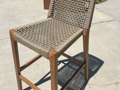 Woven Rope and Solid Wood High Bar Stool
