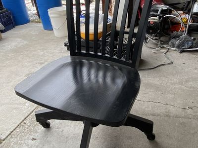 Black Wooden Swivel Desk Chair with Casters - Classic Office/Home Furniture