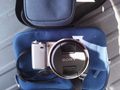 Sony Cyber-shot Digital Camera - Silver - with Blue Carry Case and Lens Cap