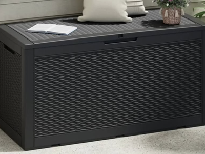 Brand New in Box 100 Gallon Deck Box Lockable Resin Outdoor Storage Box Waterproof