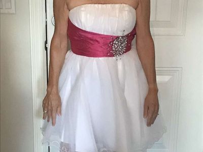 Prom Dress - White and Pink - knee length