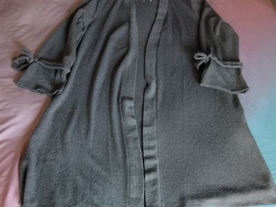Open Front Cardigan Gray Plus Size 3XL Women's Long Sleeve Knit Sweater Tunic