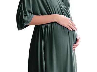 Large Dark Green Maternity Dress Nursing Nightgown