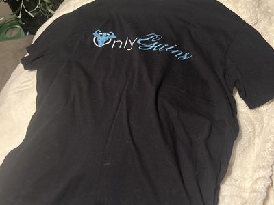 Only Gains Black Graphic T-Shirt - Men's/Unisex Casual Gym Wear, Size Large