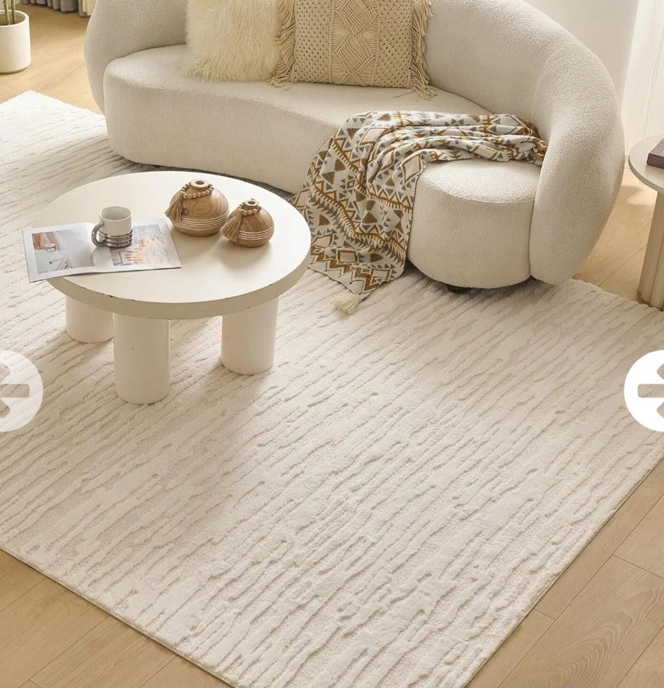 NEW Textured High-Low Striped Area Rug 6' x 8'