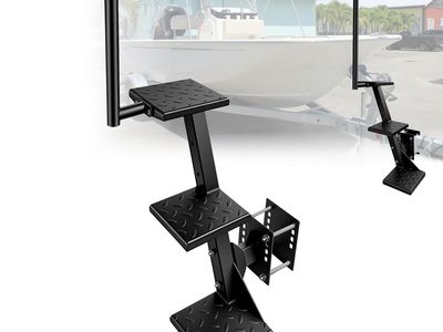 3-Step Heavy Carbon Steel Trailer Ladder with Handrail, 660 LBS Load Capacity Non-Slip Universal Boat Steps