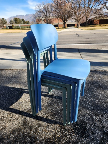Liftad - Light Green & Blue Restaurant Side Chair with Foot Pads,