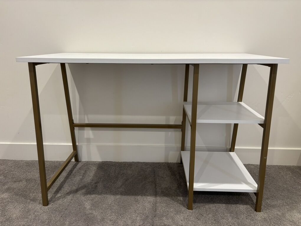 White And Gold Desk With Storage