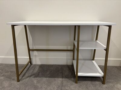 White And Gold Desk With Storage