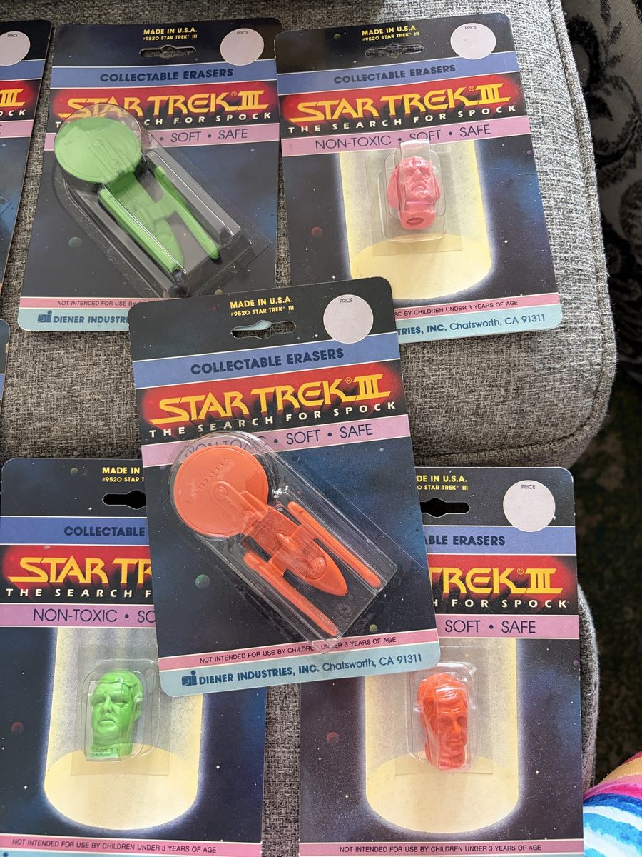 Vintage Star Trek III The Search for Spock Collectible Erasers - New in Package Diener Industries