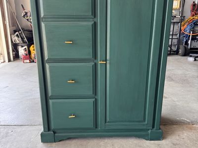 Refinished Emerald Green Armoire Dresser Hutch/Storage Cabinet/Craft storage/Nail Storage/Linen storage