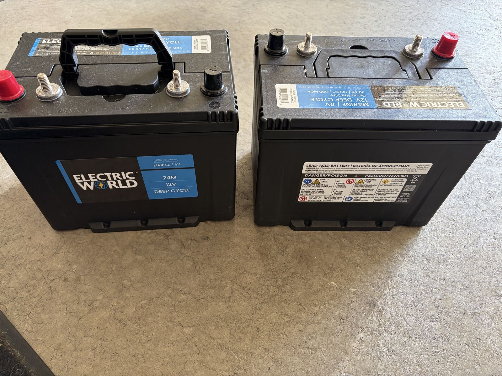 12V Marine/RV Deep Cell Batteries, Group 24M