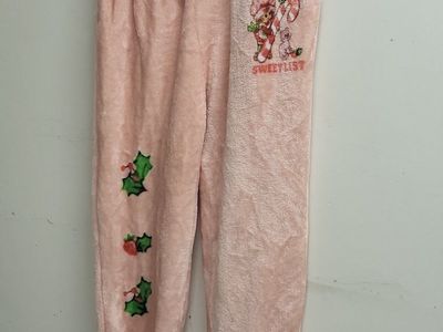 Cozy Pink Holiday Lounge Pants Soft Fleece Pajama Bottoms Large