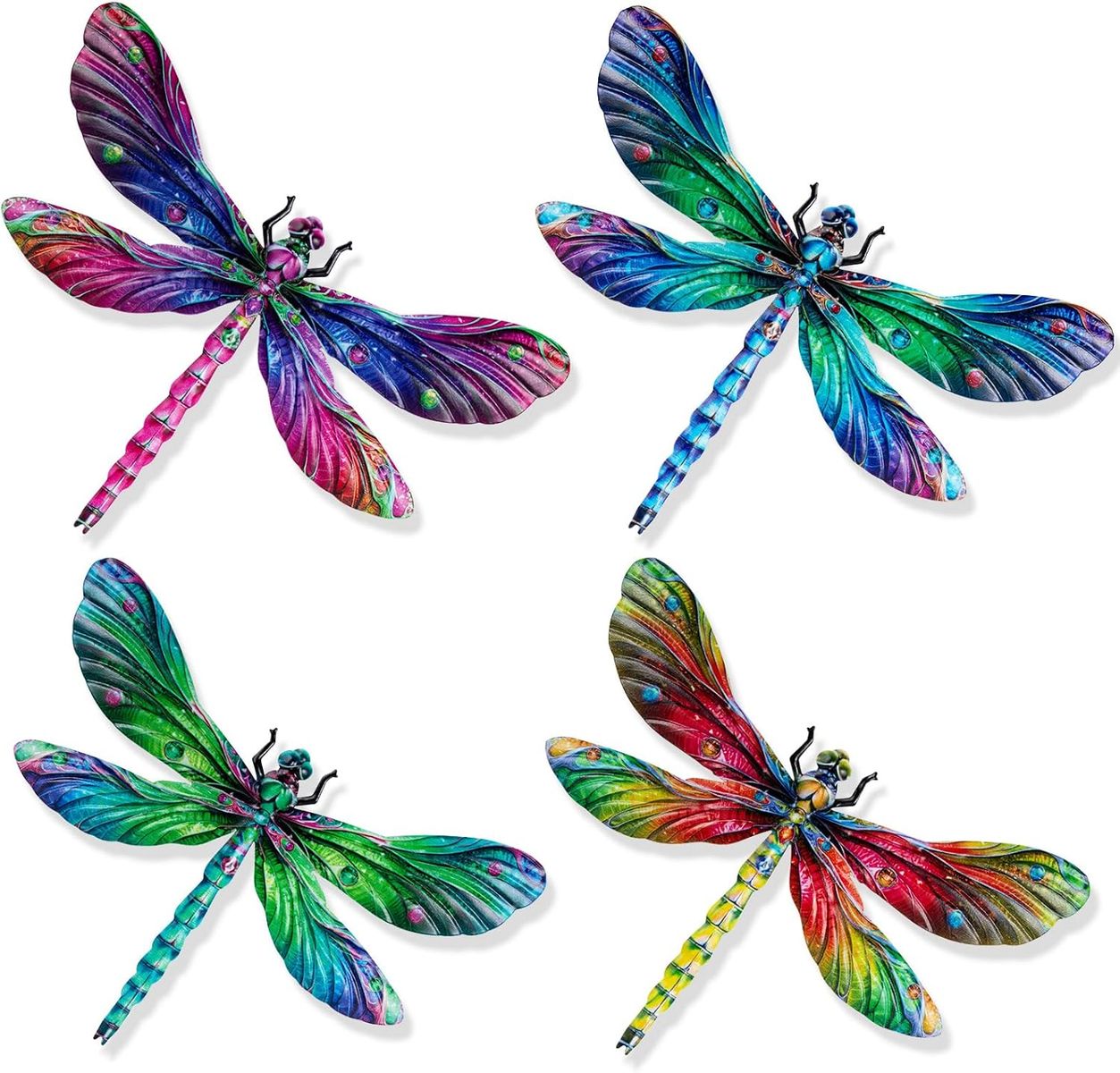 Metal Dragonfly 4 pack Wall Decor, 9" Dragonfly Outdoor Wall Art DA1