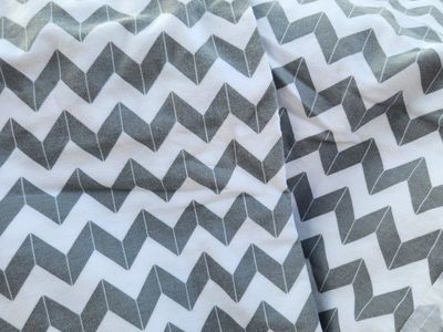 COLLEGE ALERT - Gray and White Chevron Pattern Fabric Twin XL Bedding Set