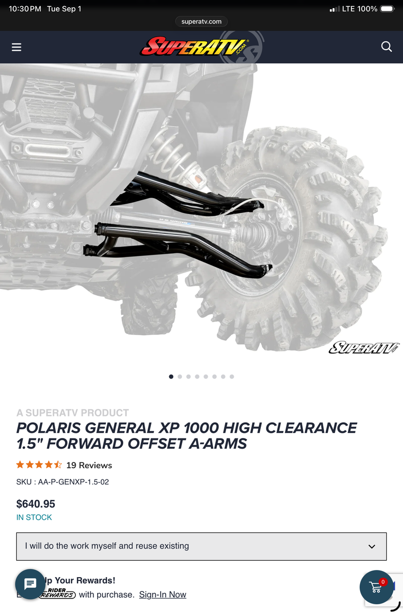 Polaris General XP forward a arm