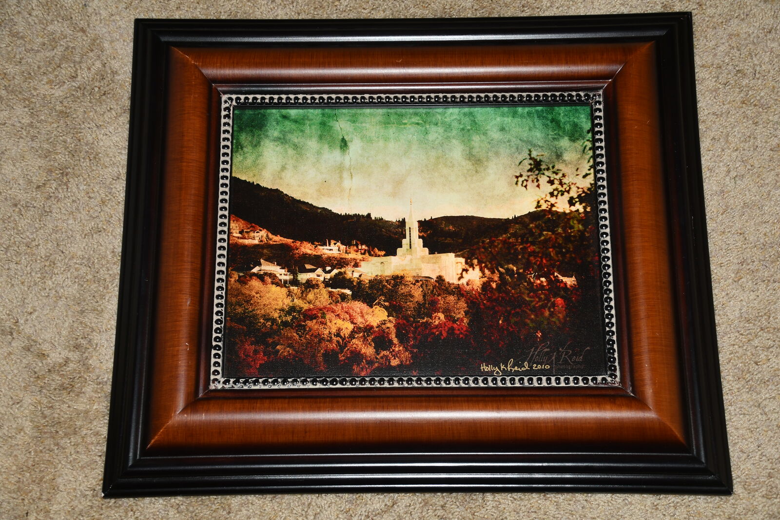 BEAUTIFUL "BOUNTIFUL TEMPLE" PICTURE ~ SIGNED HOLLY REID ~ 19" x 22" FRAMED