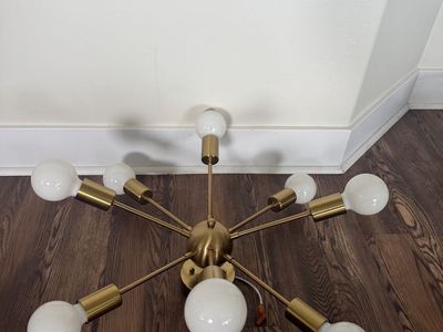 Modern Sputnik Chandelier Mid-Century Brass Finish 8-Light Fixture Ceiling Light