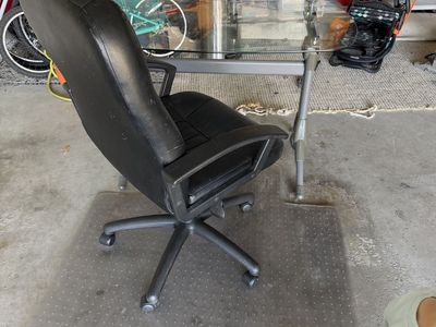 Free glass desk computer chair and plastic carpet protector