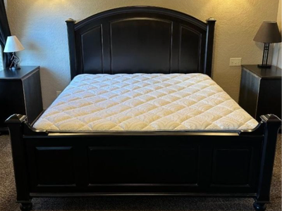 Solid wood King sized bedroom set-Black with manufacture distress marks