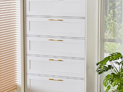 Zamildon's 5 Drawer Dresser, 47" Tall Black Dresser, Modern Storage Closet