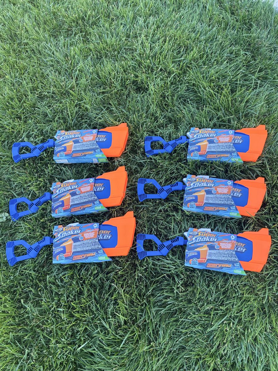Nerf Super Soaker Rainstorm Water Blaster, Blue & Orange - 6 Pack