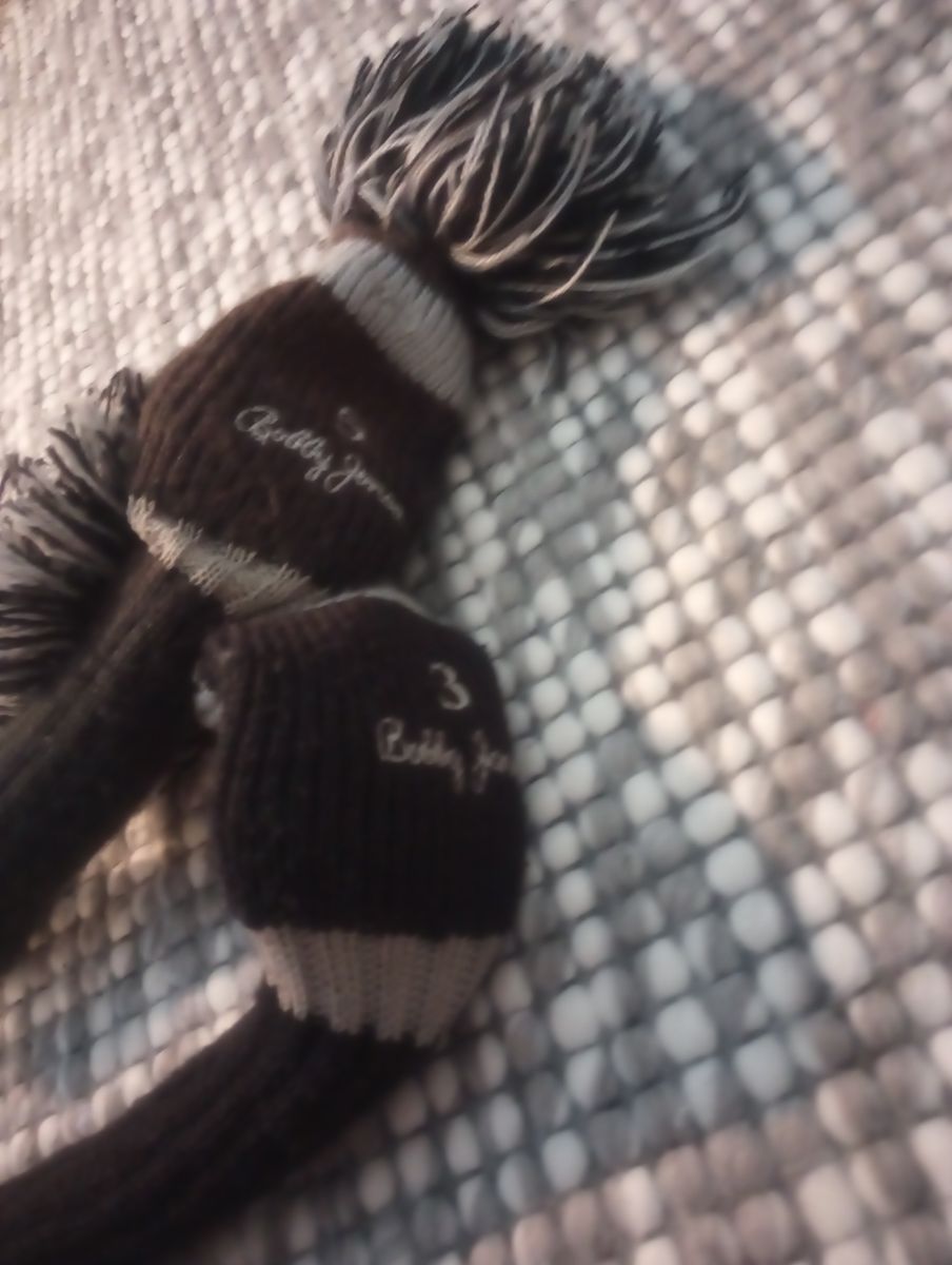 Bobby Jones original 3 and 5 wood, with covers.