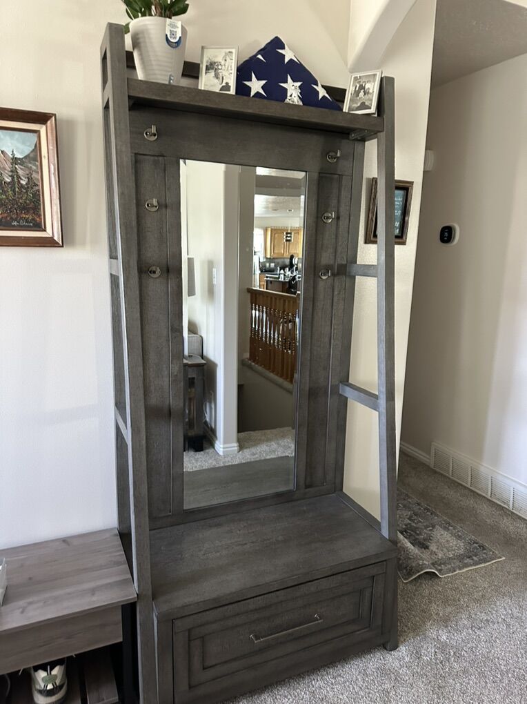 Gray Hall Tree w/ Mirror – $200