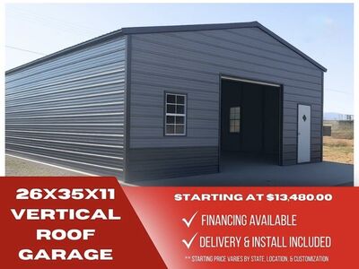 26x35x11 Vertical Roof Metal Building Steel Shed
