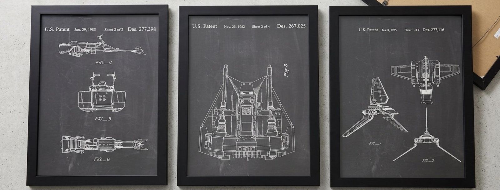 STAR WARS VINTAGE PATENT ART – 3-PIECE FRAMED GALLERY SET